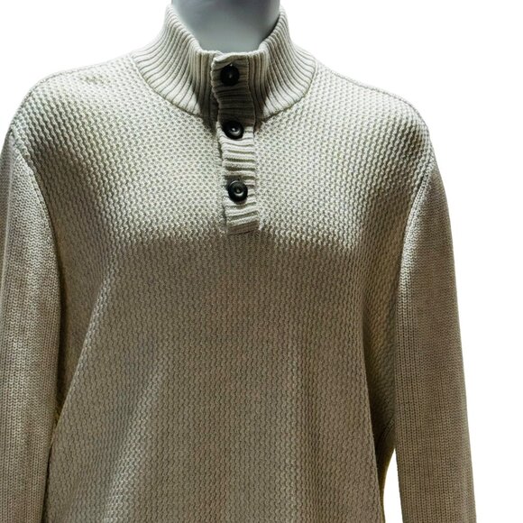 AMERICAN RAG Men's Sweater Beige Mock Turtle Long Sleeve Knit Cotton Pullover XL - Picture 2 of 5